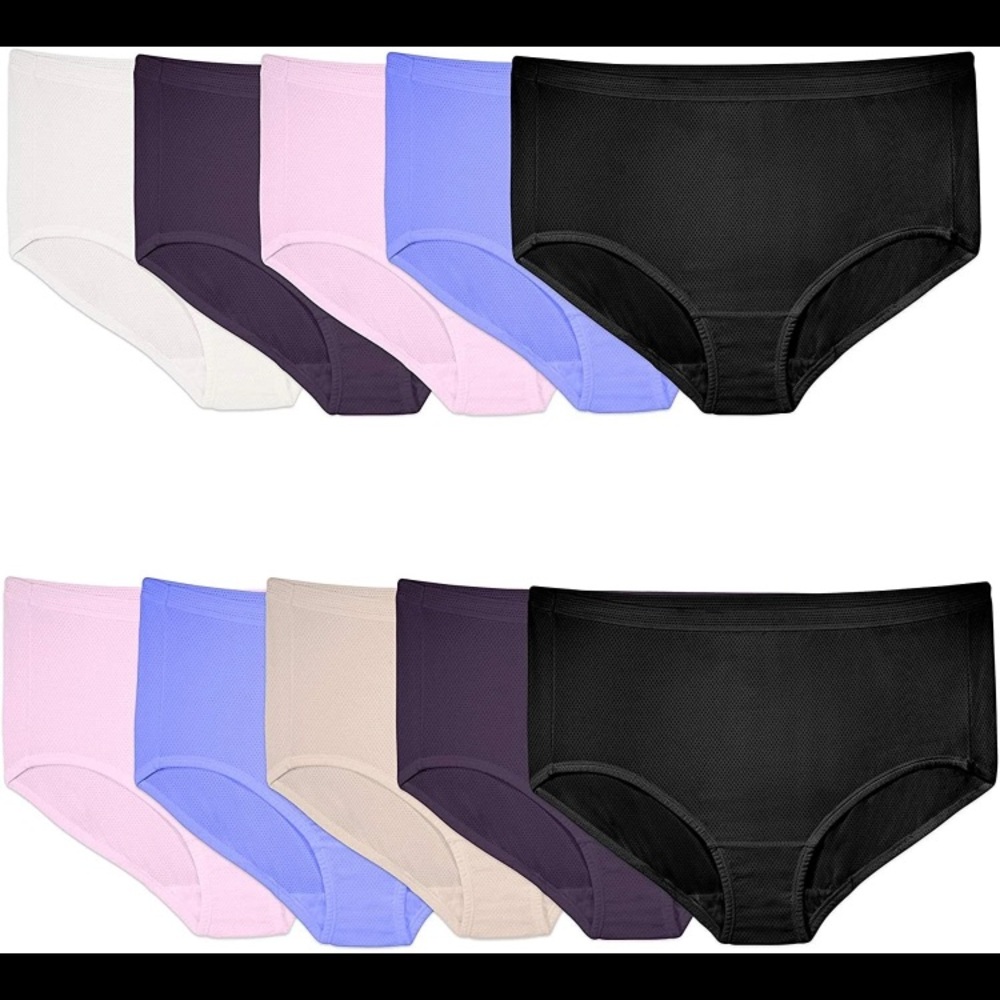 💜10Pack FRUIT OF THE LOOM Fit for me women’s MicroMesh Breathable Panties Size12